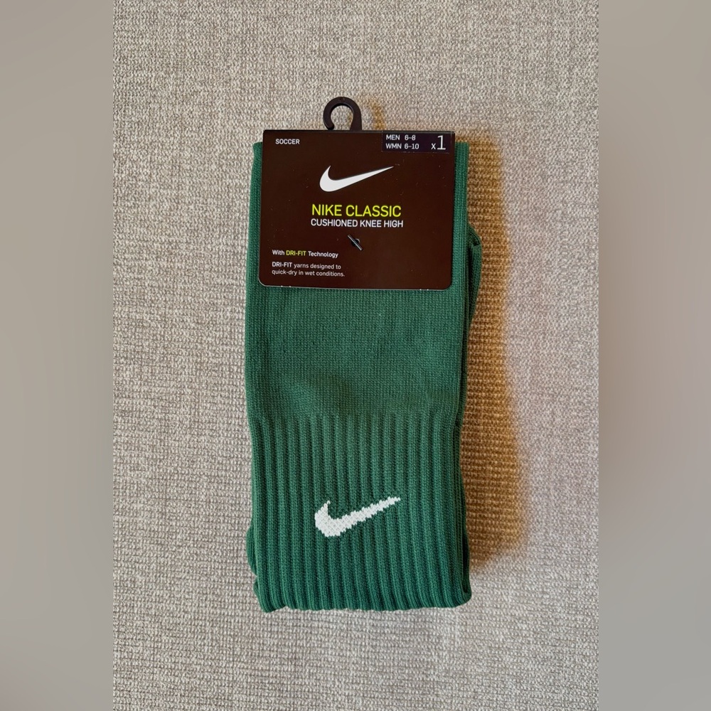 Nike Forest Green Crew Soccer Socks.  Size WMN 6-10; MEN 6-8.  New with tags